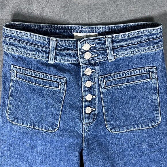 Free People We The Free Button Fly High-Rise Wide Leg Colette Crop Capri Jeans - Picture 7 of 8